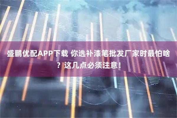 盛鹏优配APP下载 你选补漆笔批发厂家时最怕啥？这几点必须注意！